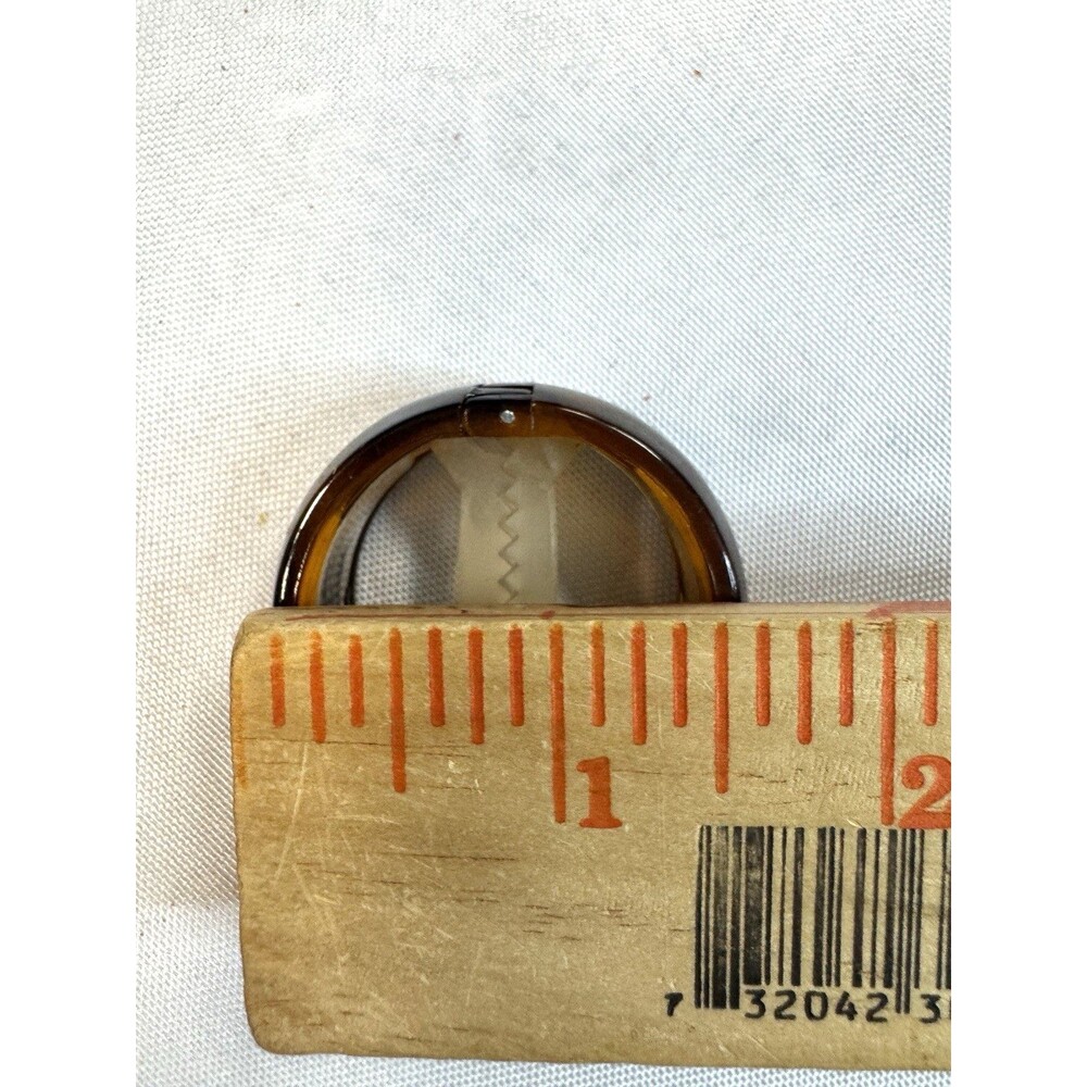 Vintage brown circle ponytail hair clip 1.5 inch wide - Picture 3 of 4